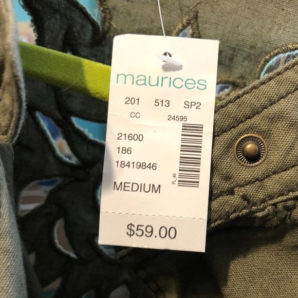 CUTE ARMY GREEN JACKET WITH CUTOUTS NWT SIZE M - Picture 9 of 9